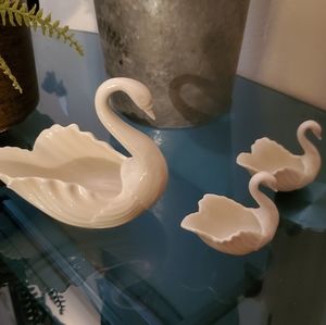 Set of 3 Lenox Swans